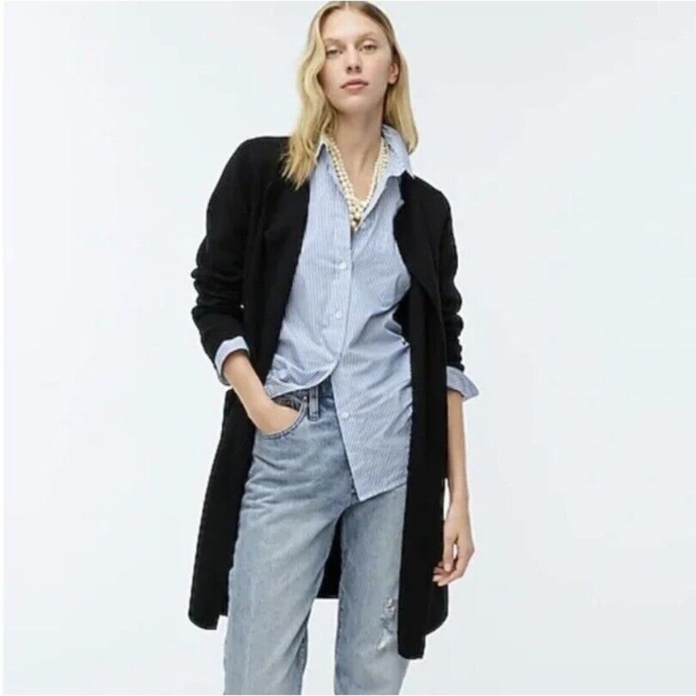 J.CREW 365 Juliette Collarless Sweater Blazer In Black Size M Merino Wool Blend - Picture 4 of 16